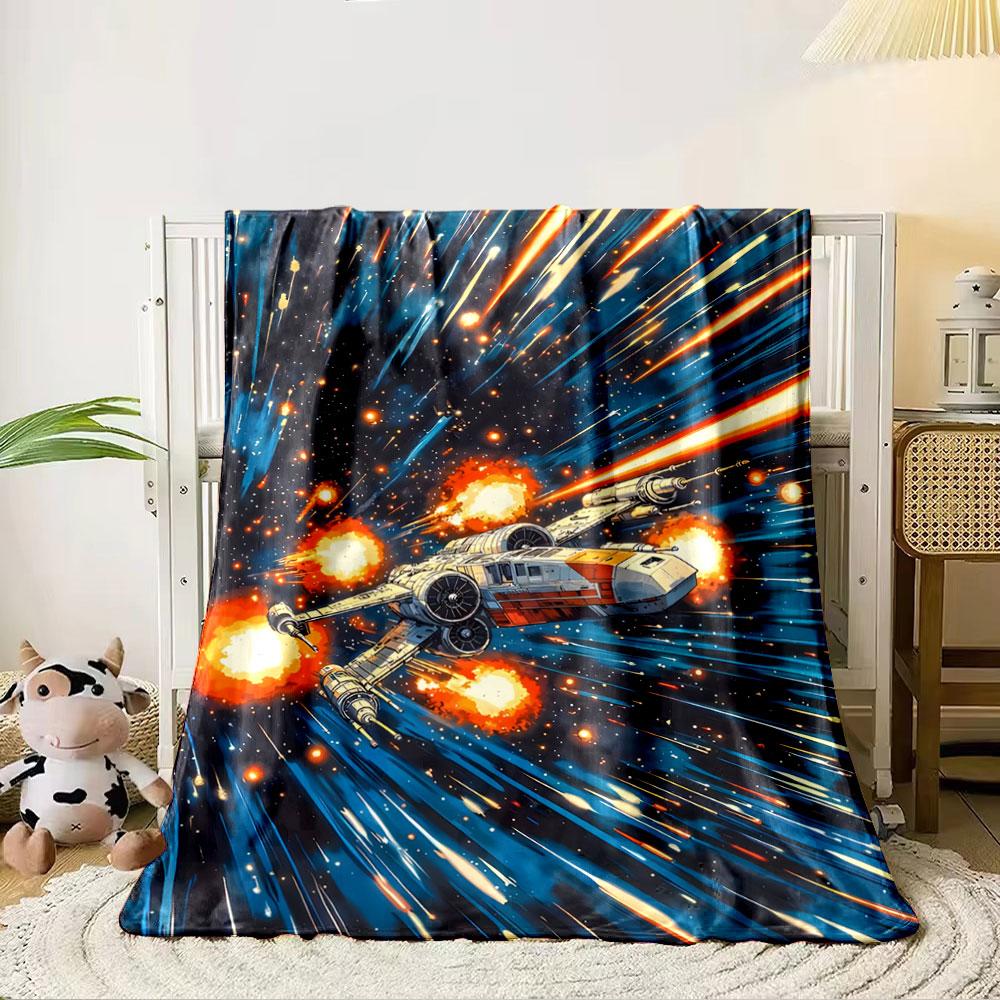 Spaceship Battle in Galaxy for all seasons blanket lunch break throw gift