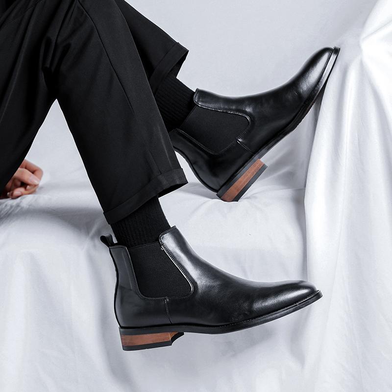 Fashion Street Style Men Business Botas Casual Shoes Personality Men's High Top Shoes Leather  Ankle Boots Anti Slip Male Chelsea Boots