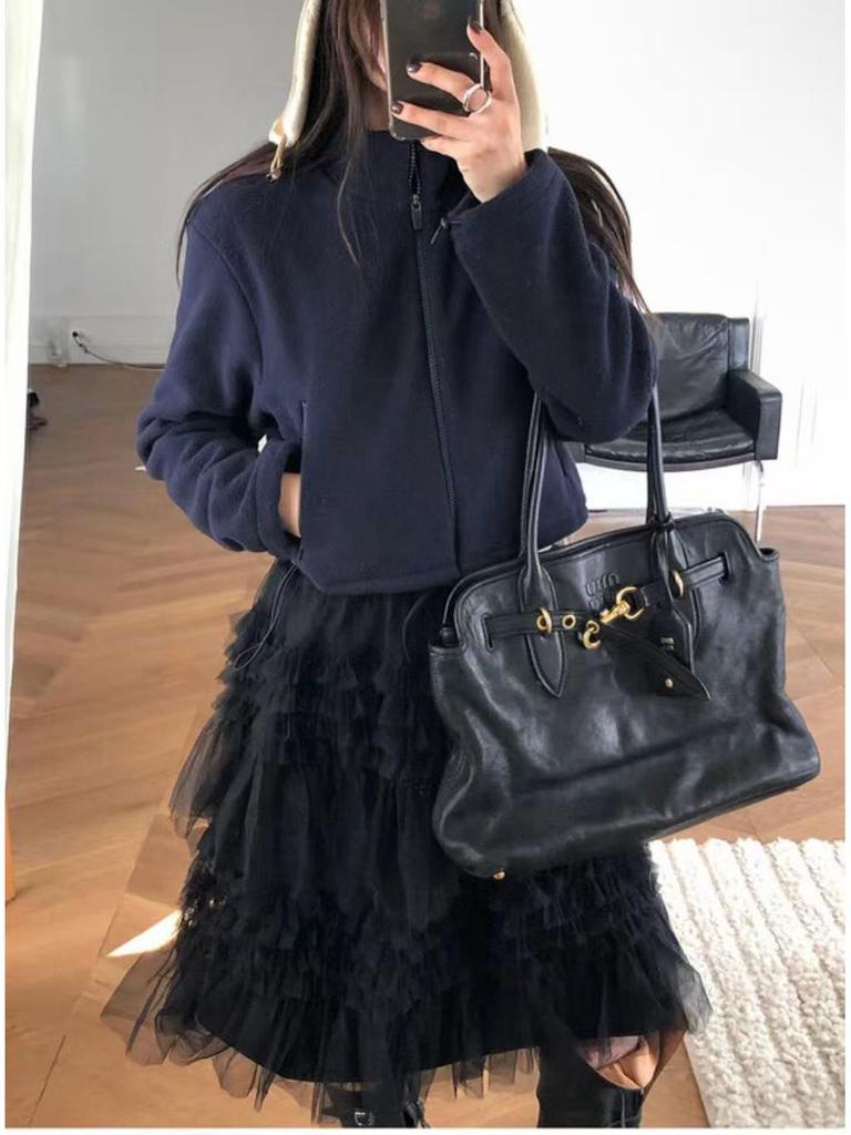 Korean MORE THAN YESTERD*Y Winter 25 Mesh Cake Lace Skirt