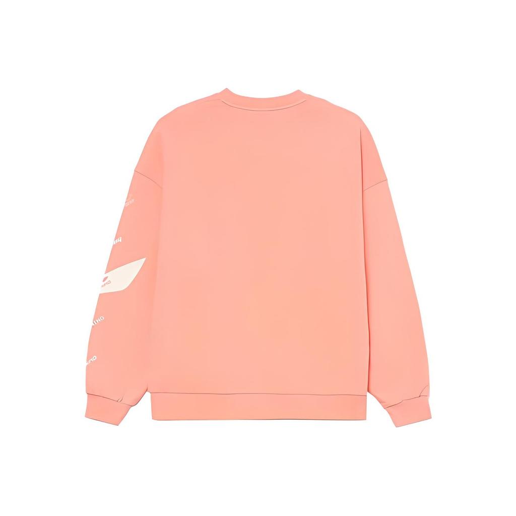 Li Ning Training Series Color Block Logo Print Loose Fit Pullover Long Sleeve Sweatshirt Unisex Sweatshirt Orange Pink AWDRD38-8