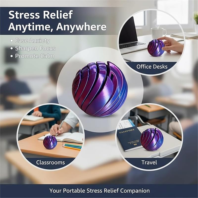 3D Printing Slime Ball Fidget Toy Twistable Spherical Sphere Slider  Desk Toys For Adults &Child Relaxation Anxiety Relief Toys