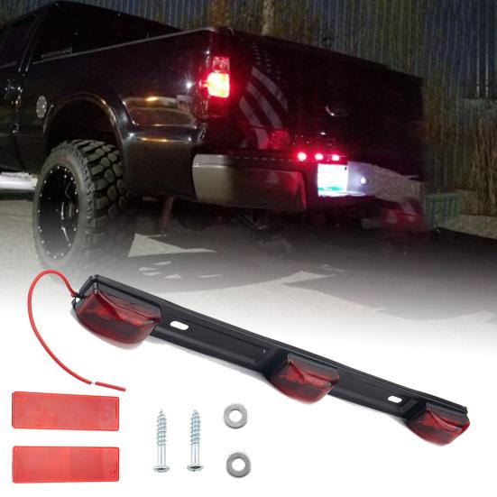 

Габаритный фонарь ярко-красный 9 светодиодов ID Light Bar Задний стоп-сигнал со светоотражающей лентой для грузовика чёрный