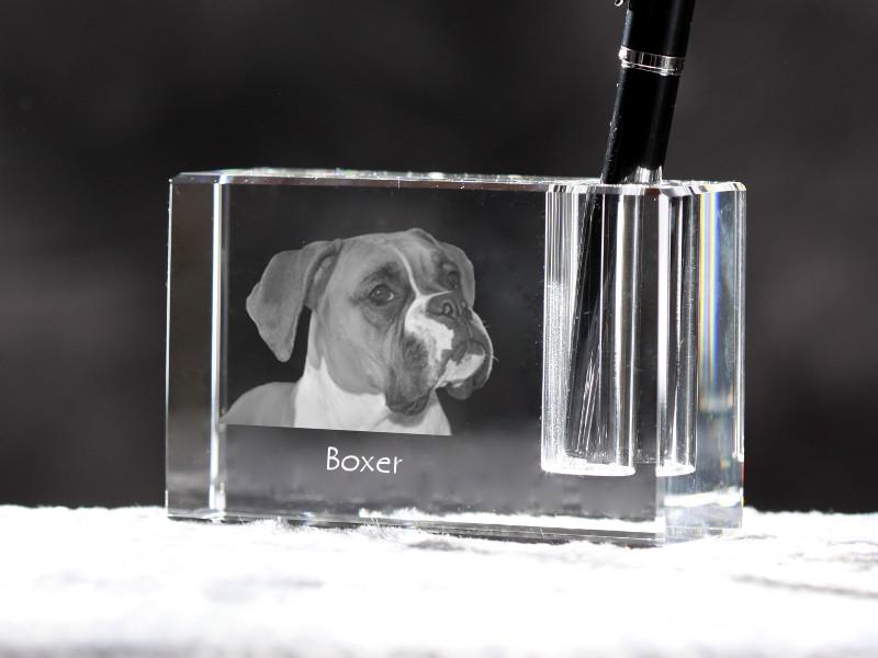 Boxer, German Boxer I – Pen stand, crystal organiser with dog photo | Art-Dog