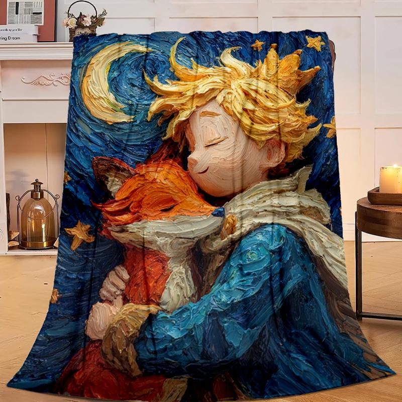 1PC Prince's Nightly Embrace Flannel Blanket Gift, Suitable for Both Men And Women, Soft Ideal for Beds And Sofa, Birthday Or Christmas Gift
