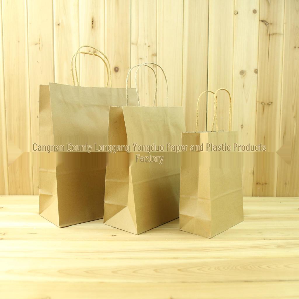 Spot Multi-color Kraft Paper Bag with Handles for Advertising, Gift Packaging, and Shopping, with Custom Printed Logo
