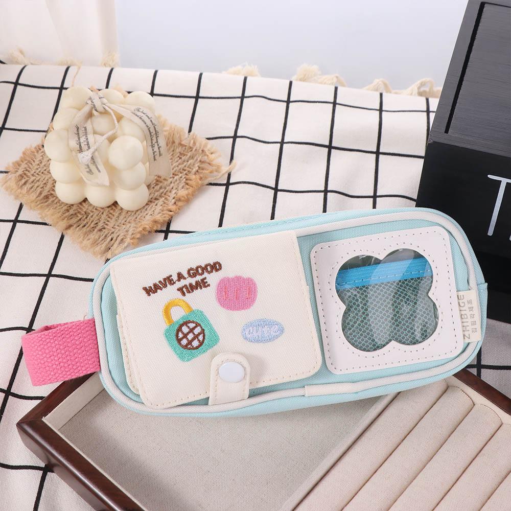 Multilayer Y2K Cartoon Stationery Bag Embroidery Ins Pencil Pouch Cute Korean Pencil Case  Student