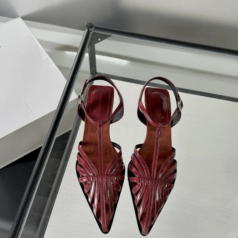 Sandali Donna Scarpe Punta Chiusa 2026 Tacchi Gatto Donna Cinturino con Fibbia Ragazze Punta Nuovi Comodi Tacchi a Spillo Bassi Retro Beige Sexy Aperti