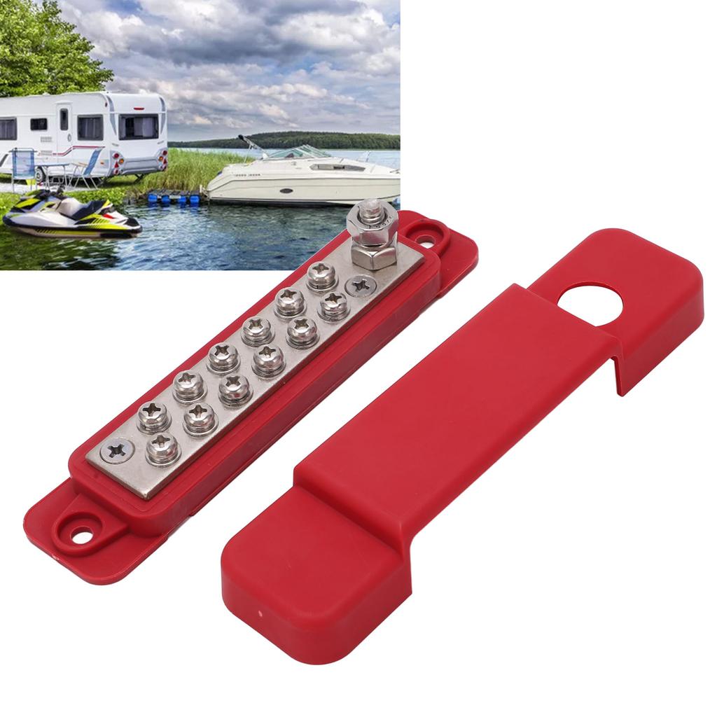 12 Terminal Power Distribution Block with Cover for Car Marine Boat Solar Panels