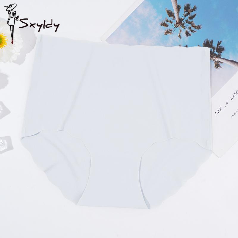 

Женские бесшовные трусики из ледяного шелка с рюшами и волнами, дышащие цельные трусы с высокой талией M белый