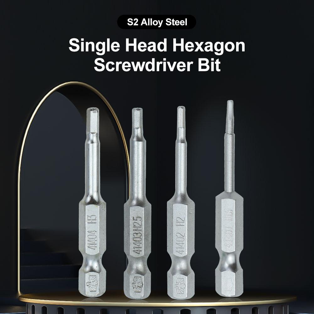 BESTIR 10pcs Hexagon Screwdriver Bit Set 1.5mm-6mm Alloy Steel Single Head Magnetic 1/4" Hex Shank Pneumatic Hexagon Batch Head