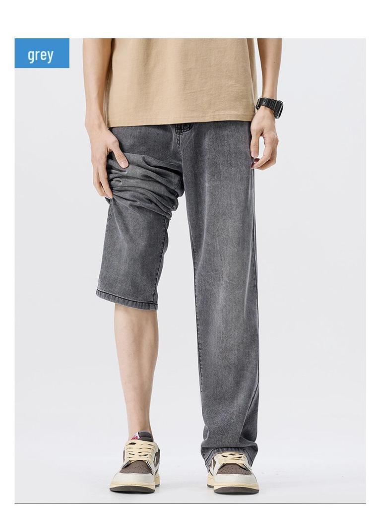 Mingge Herren Lyocell Tencel Jeans - Sommer 2025 Dünn, Kühl, Bequem, Locker Geschnittene Straight-Leg Hose