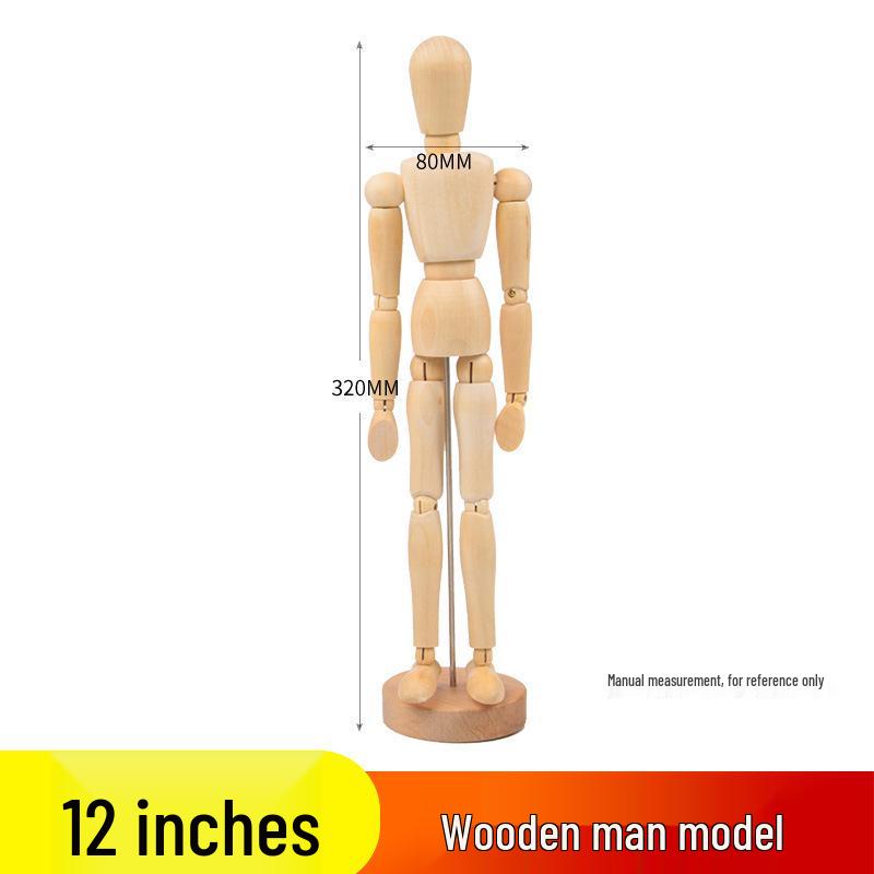 12" Flexible Wooden Mannequin for Art Drawing - Movable Jointed Hand Puppet Model