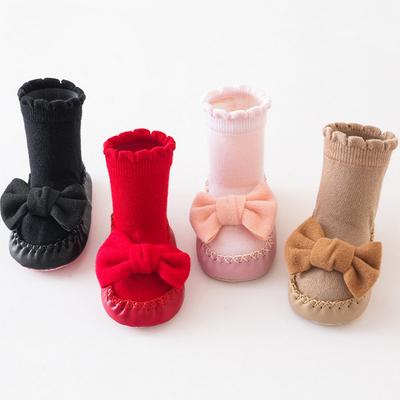 Baby Mädchen Socken Schuhe Herbst Winter Kleidung Niedliche Schleifensocken Rutschfest Weich Leicht Bodensocken Babyartikel Kleidung