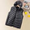 Men Winter Waistcoat Hooded Sleeveless Zipper Closure Vest Coat with Pockets Solid Color Casual Cotton Waistcoat