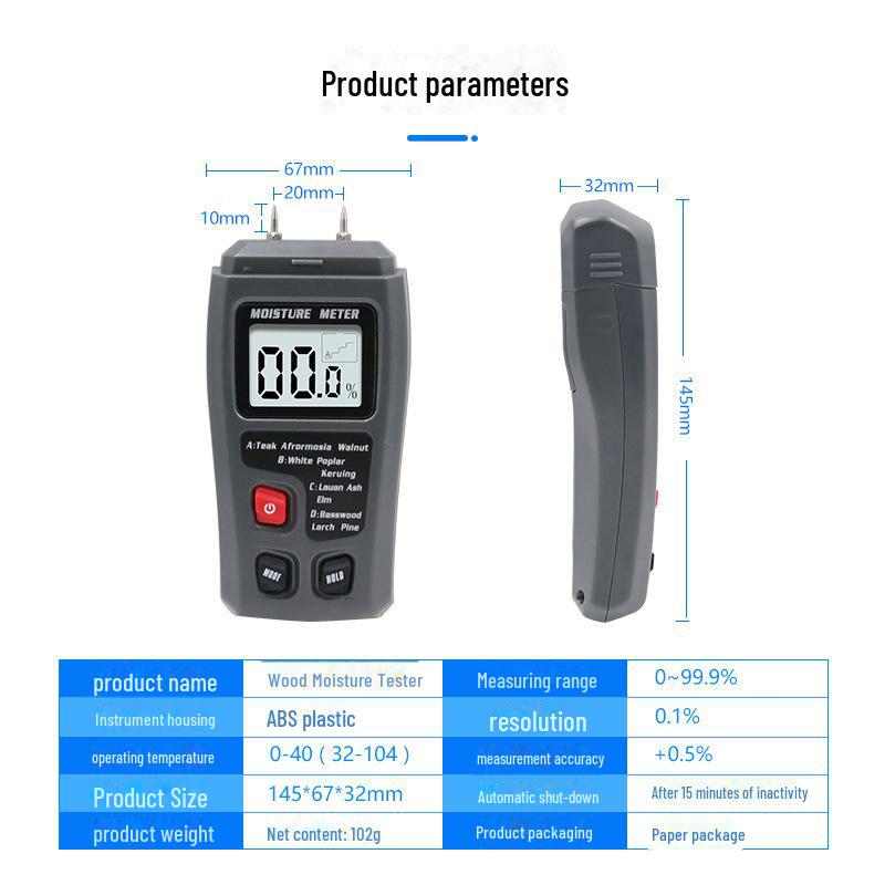 Moisture Content Tester: Wood & Wall Dryness and Humidity Detector