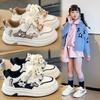 Youth Style Shoes Kids Casual Sneakers Boys Girls Low-Top Synthetic Leather Shoes With Breathable Lightweight Rubber Sole