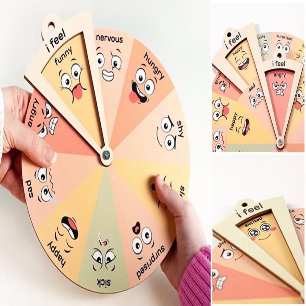 Portable Wooden Feelings Wheel Unique Feelings Chart Ornaments  Emotional Learning Toy