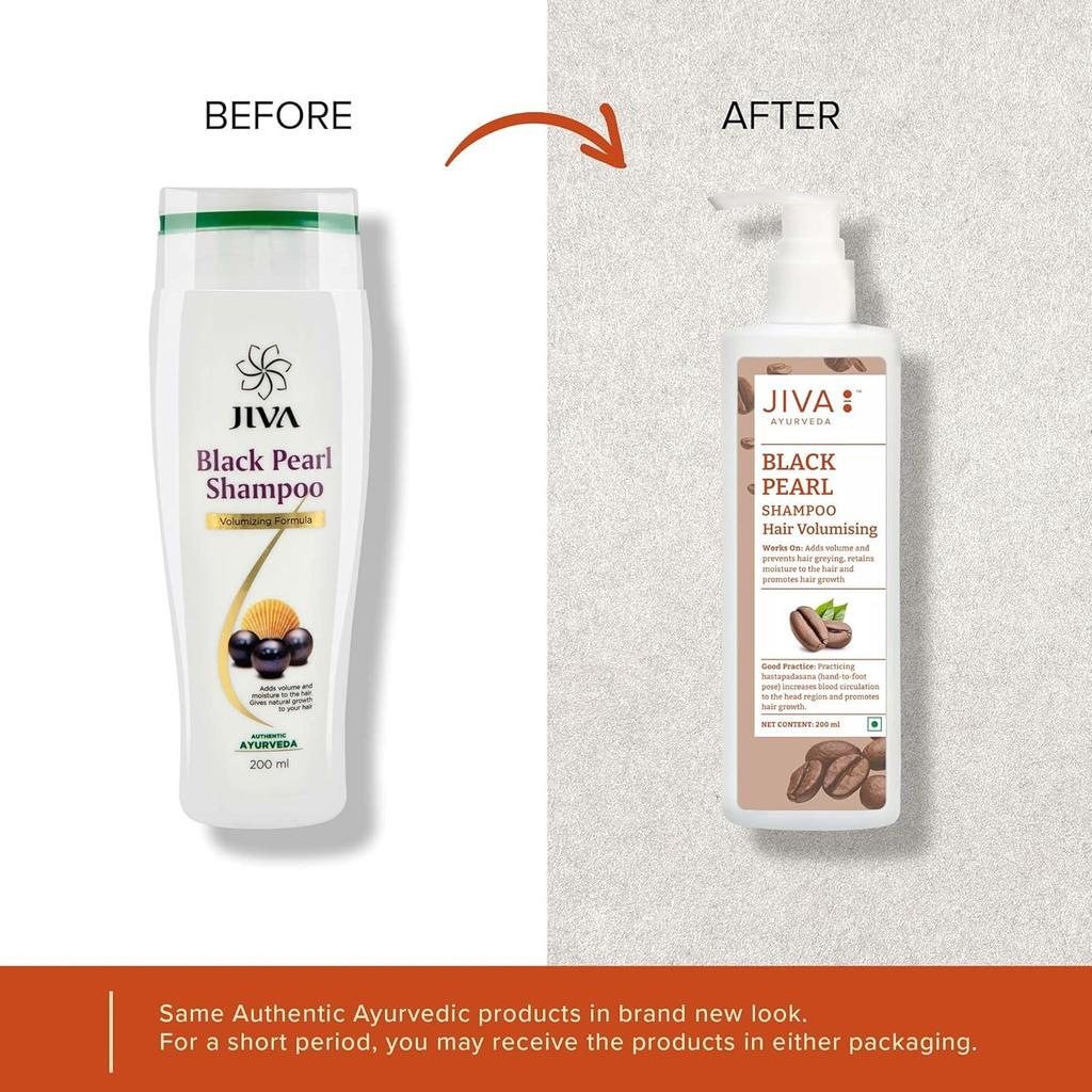 Jiva Black Pearl Shampoo 200 ml X Pack Of 2 Natural Hair Cleanser For Volume Shine Gentle Scalp Care Daily Routine