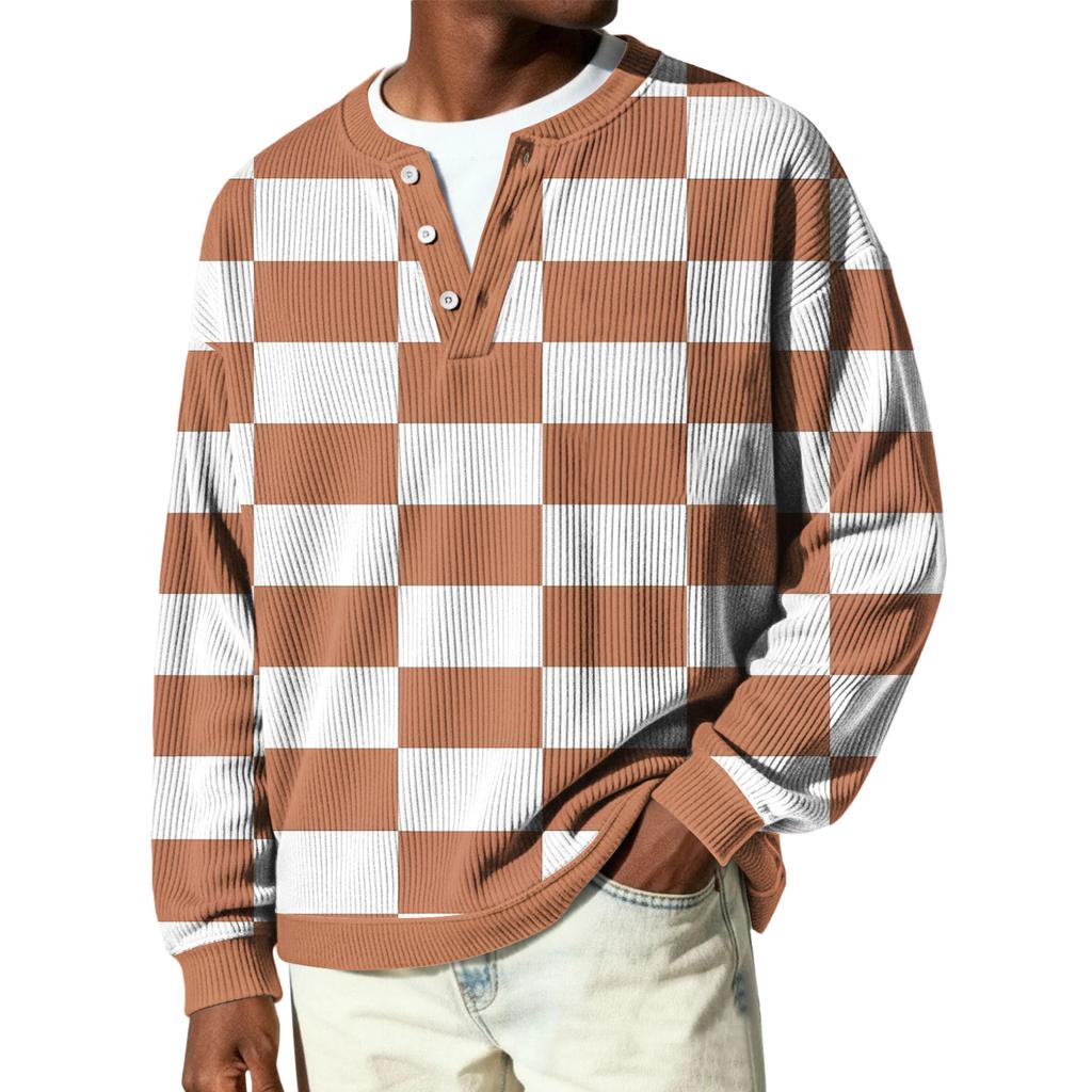 Herren Button-Down Kragen Langarm Rippstrick Pullover