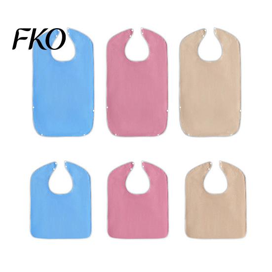 Adult Bibs with Snap Buttons Large Bib, Solid Color Waterproof Clothing Protector, Deep Crumb for Elderly Catcher Design, Adjustable Closure