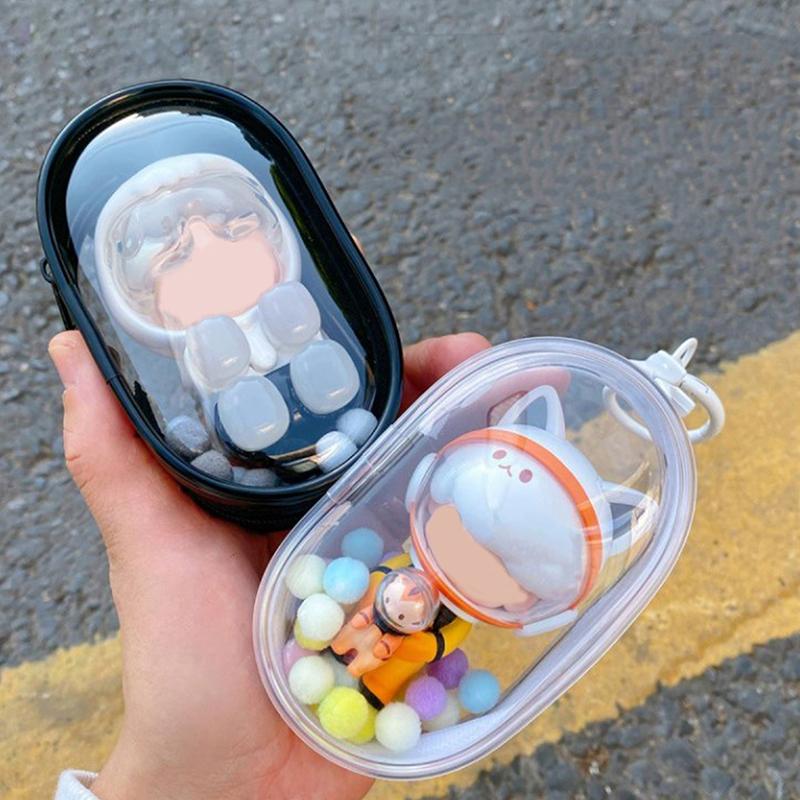 Peluş Bebek Çantası Pvc Şeffaf Pamuk Bebek Şeffaf Ekran Kılıfı Temizle Saklama Kutusu Anime Karikatür Bebekler Için