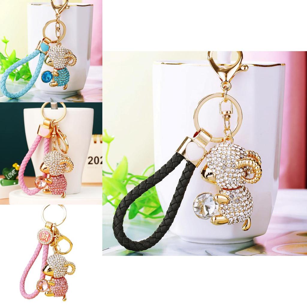 Adorable Zodiac Sheep Keychain With Sparkling Rhinestones For Couples And Friends Gifts