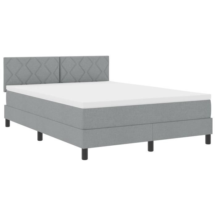 VidaXL Lit Box Spring avec Matelas Gris Clair 140x190 cm en Tissu 3338762