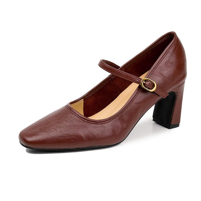 Cowhide Edition~ French Retro Single Shoes Women's 2025 Celebrity Style Hong Kong Counter Light Luxury High Heels Fashion Versatile