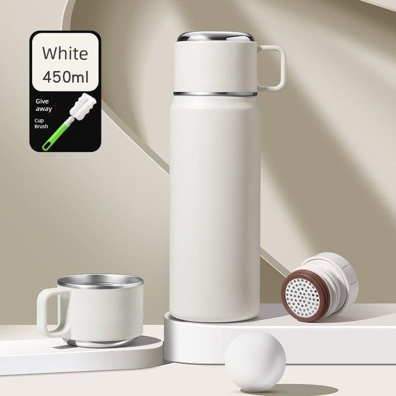 White Steel 316 Large-Capacity Thermos Cup for Men and Women, High-Looking Vacuum Simple Stainless Steel Water Cup, Customized
