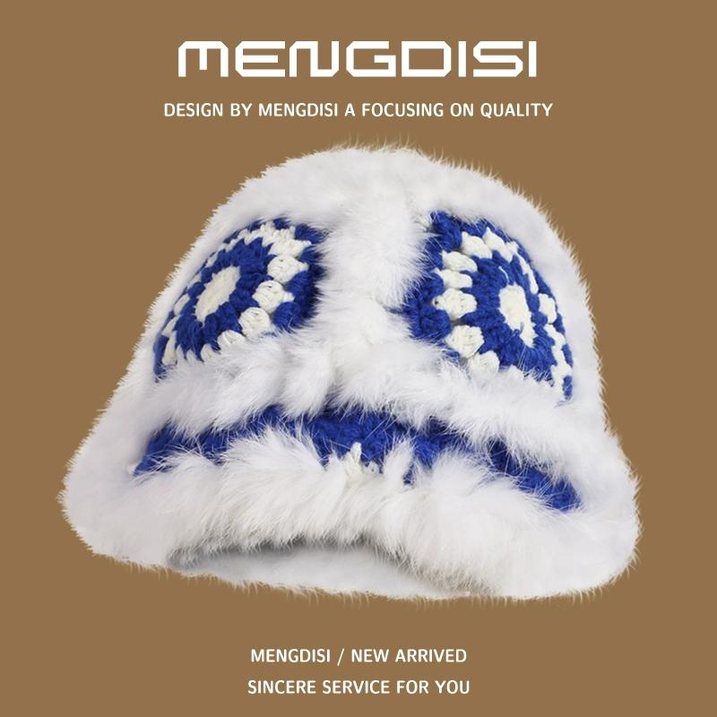 Rabbit Fur Lion Hat Autumn and Winter Atmosphere Versatile Face Small Bucket Fluffy Basin Hat Warm Plush Bucket Hat