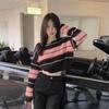 Autumn and Winter Striped Pullover Women's Autumn New Lazy Wind Long-sleeved Short Knitted Sweater Niche
