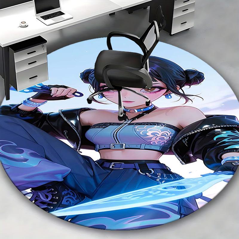 1 Stück Anime-Design Runder Teppich - Bürostuhlmatte