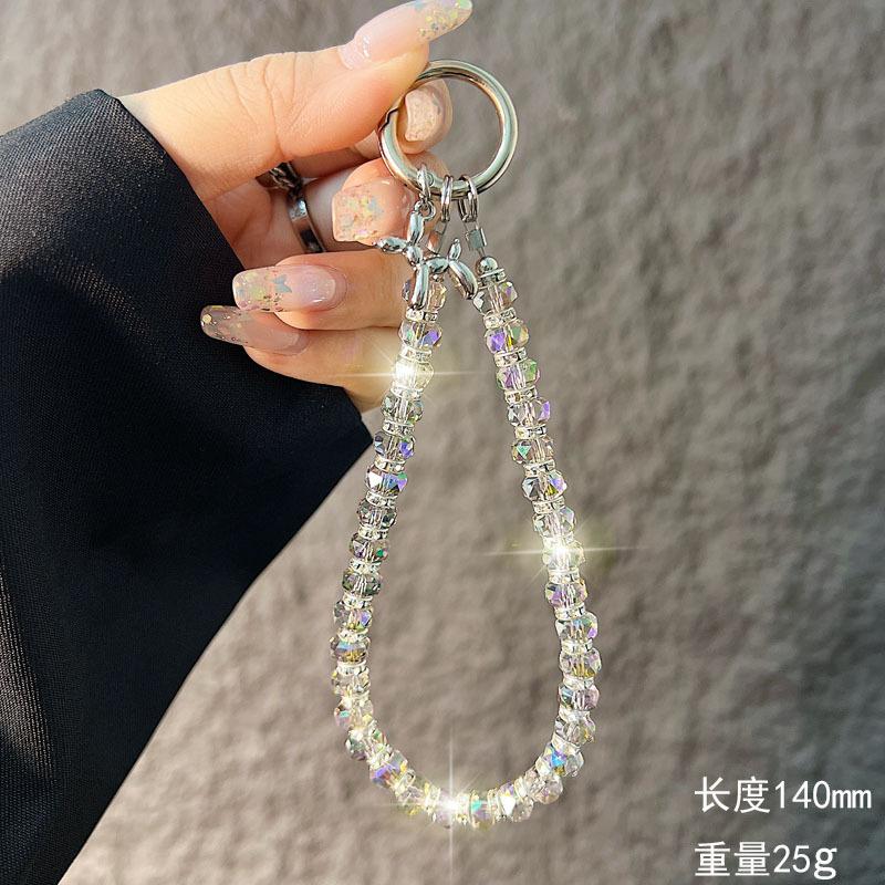 Shiny Crystal Phone Chain Short Ins Style Fresh Balloon Dog Pendant Water Phone Chain Wrist Bag Charm