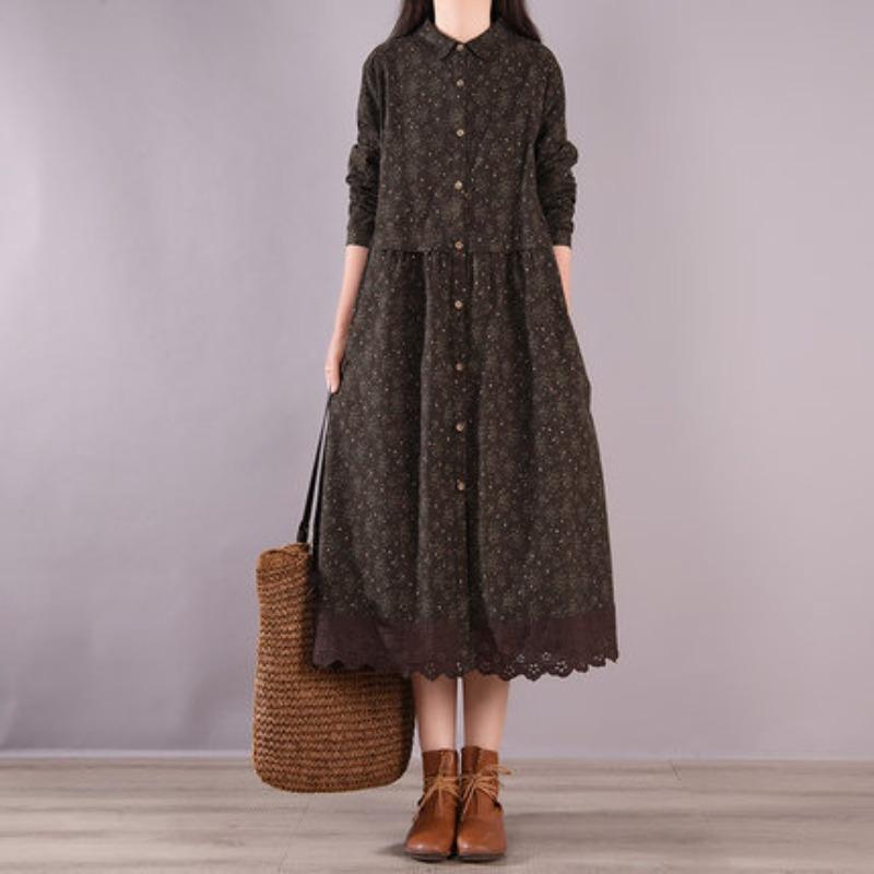 

Свободное женское повседневное платье с цветочным принтом из хлопка и льна M