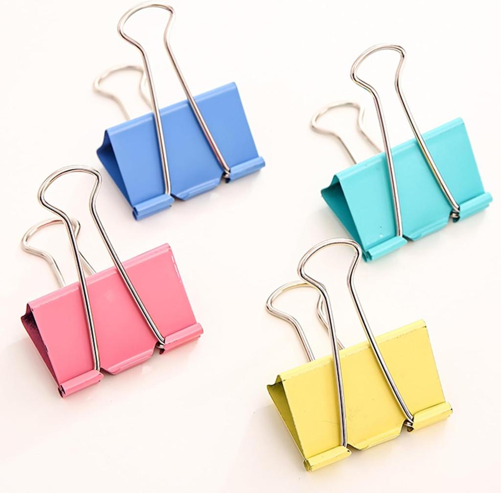 24pcs 32mm Office Stationery Color Long Tail Clip Metal Stainless Steel Document Multi-functional Color Long Tail Ticket Clip