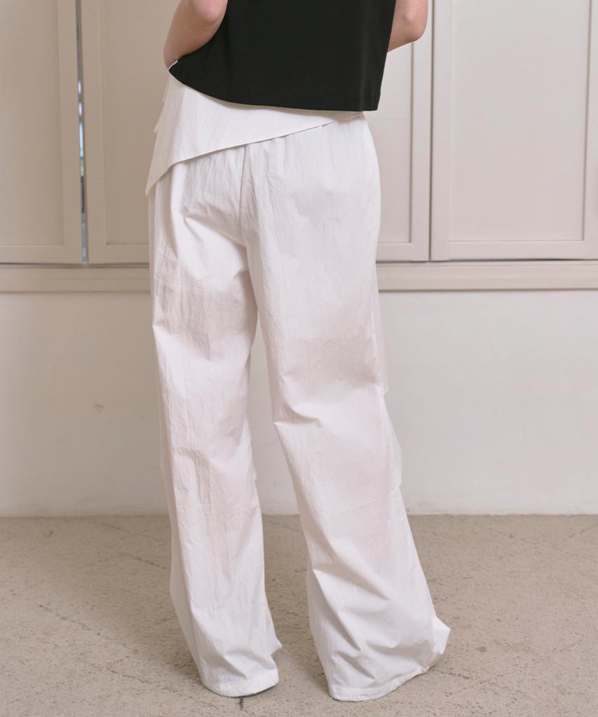 THE GREEN LAB Star Stud Belt Parachute Pants [White]