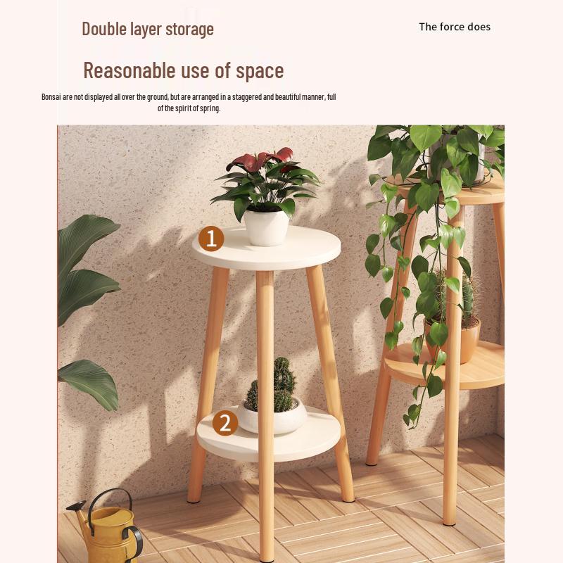 Minimalist Walnut Double-Tier Plant & Display Shelf