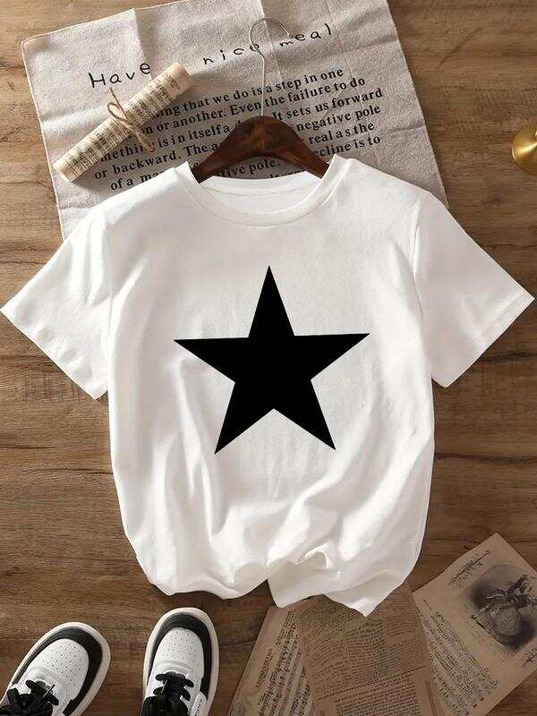 

Unisex s Letter & Figure Print Round Neck T-Shirt S