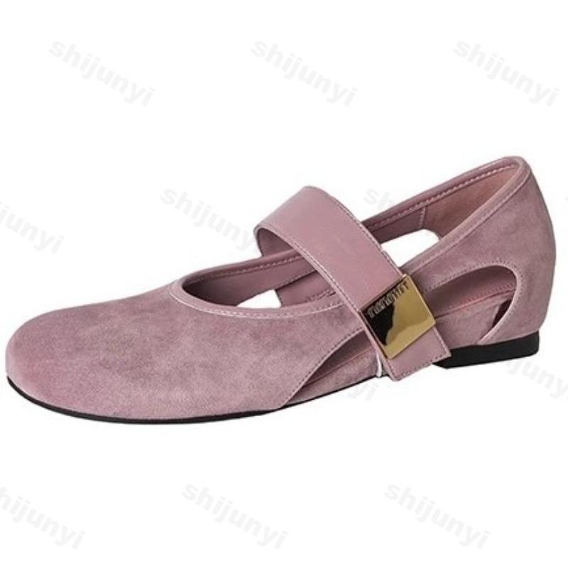 Fashion Women Mary Jane Shoes Summer Fashion Vintage Height Increase Leather Shoes Lightweight Comfortable Outdoor Non Slip Casual Flats