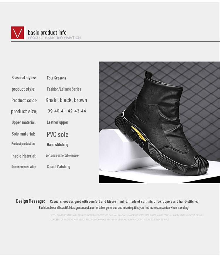 Men's High-Top Winter Martin Boots with Thickened Velvet for Warmth and Cold Protection