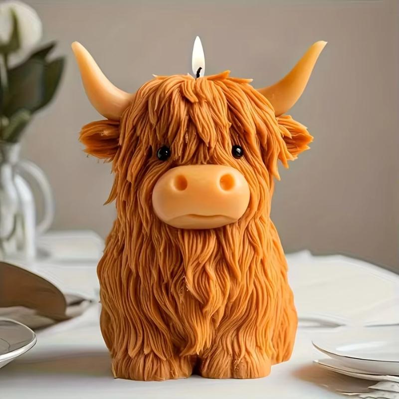 1PCS Highland Cow Candle Silicone Mold Animal Shaped Mold for DIY Handmade Candles,Unique Holiday Gifts,Birthday Home Decor