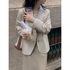 Spring and Autumn Small Blazer Women's Casual Versatile British Style Gray Short Suit Small Top