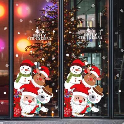 Weihnachts-Glastür-Fensteraufkleber Weihnachtsdekoration Statische Elektrizität Aufkleber Heimdeko Leicht zu entfernen