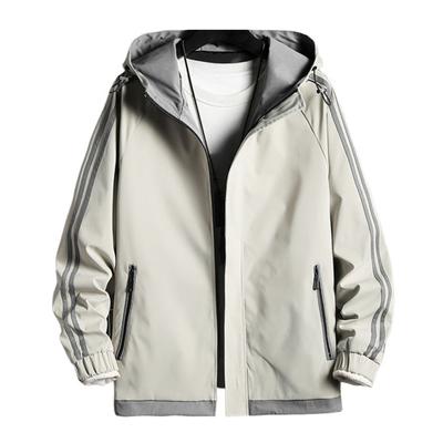 Jacket Coat Zipper Placket Anti-freeze Warm Men Spring Autumn Patchwork Color Hooded Jacket Coat Daily Clothing