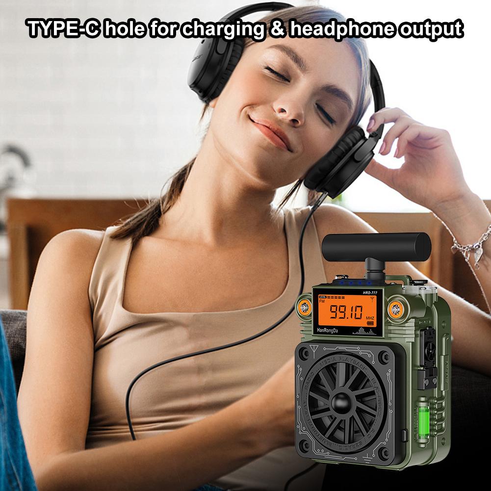 HRD-777 Radio Fingertip Gyroscope Mini Radio Multi Functional Full Band Mini Speaker Metal Material AM FM Multi-Function Radio