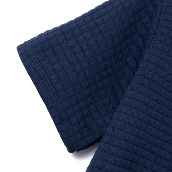 Erkekler Yaz Gömlek Kısa Kollu Slim Fit Düz Renk Düğmesi Turn-down Yaka Ekose Doku Yumuşak Nefes Kazak Rahat İş Üst