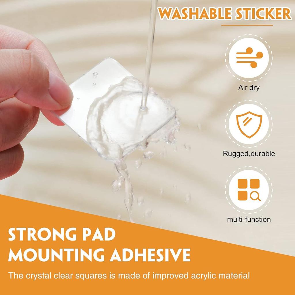 Eersida 60 Pieces Double Sided Sticky Tape Clear Mounting Square Tape Self Adhesive Gel Mounting Pads Waterproof Removable Sticky Gel Transparent for