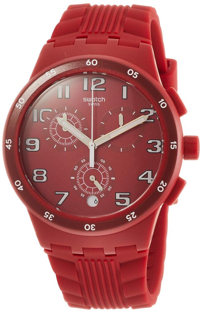 Watch New Chrono Plastic RED STEP SUSR404 Regular Imported Product [Swatch] (Red Step) Men's
