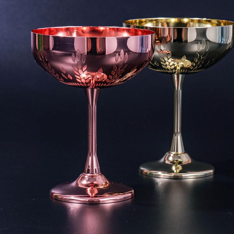 304 Stainless Steel Cocktail Glass Goblet Creative Personality Metal Glass Wheat Ear Glass Champagne Glass