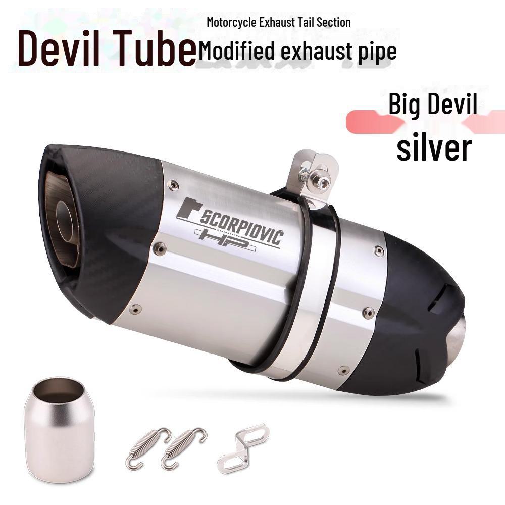51MM Universal Motorcycle Race Muffler - Big Devil Tail Exhaust for 600 250SR 321R